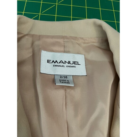 vtg 90s Emanuel ungaro Designer beige minimalist classic button blazer size 2 - Picture 4 of 12